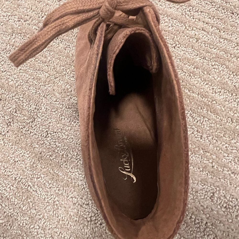 Lucky Brand Brown Suede Wedge Ankle Booties - Picture 5 of 6